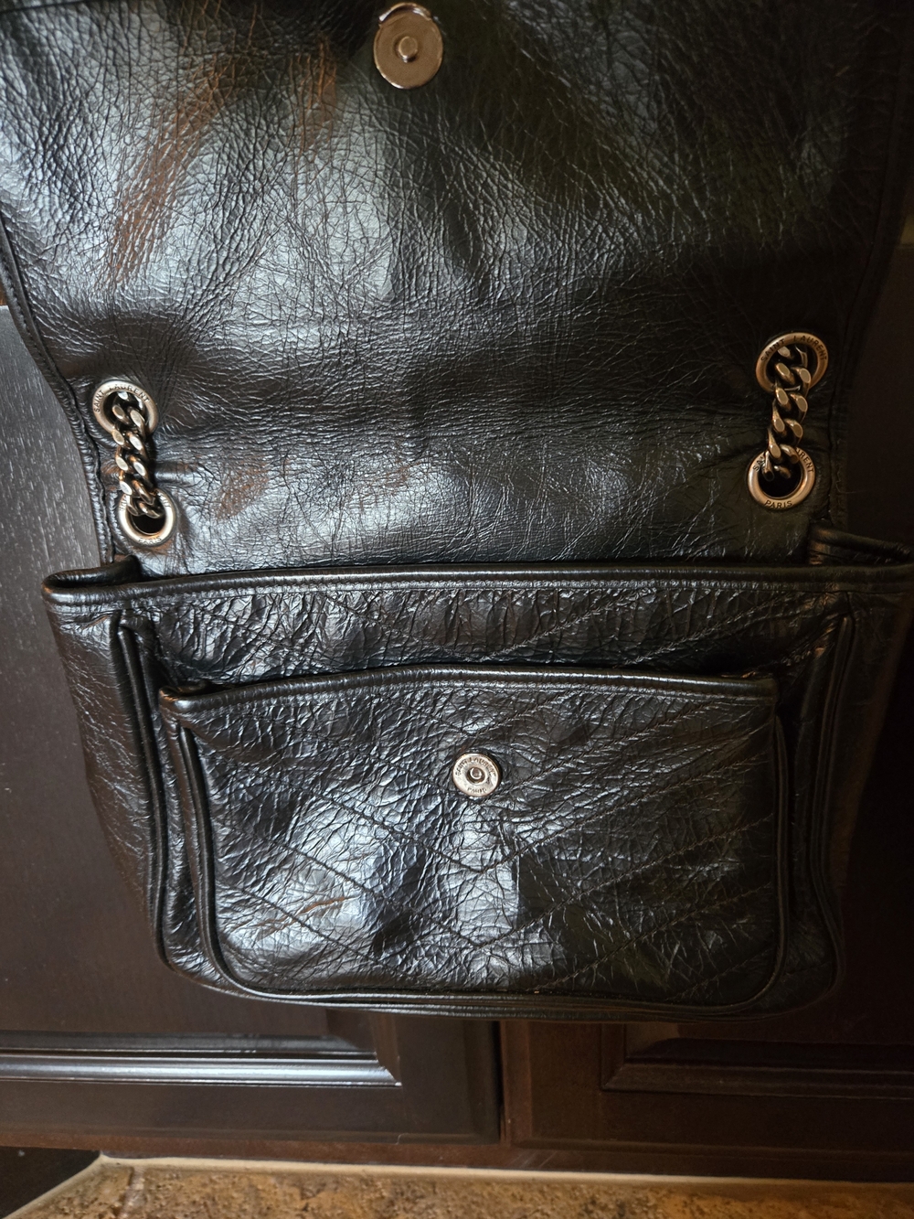Saint Laurent Black Leather Quilted Chain Shoulder Bag - Picture 4 of 8